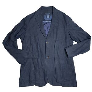 Tommy Bahama Mens Size Large Linen Silk Blazer Navy Blue Coat Jacket Casual